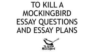 TO KILL A
MOCKINGBIRD
ESSAY QUESTIONS
AND ESSAY PLANS
 