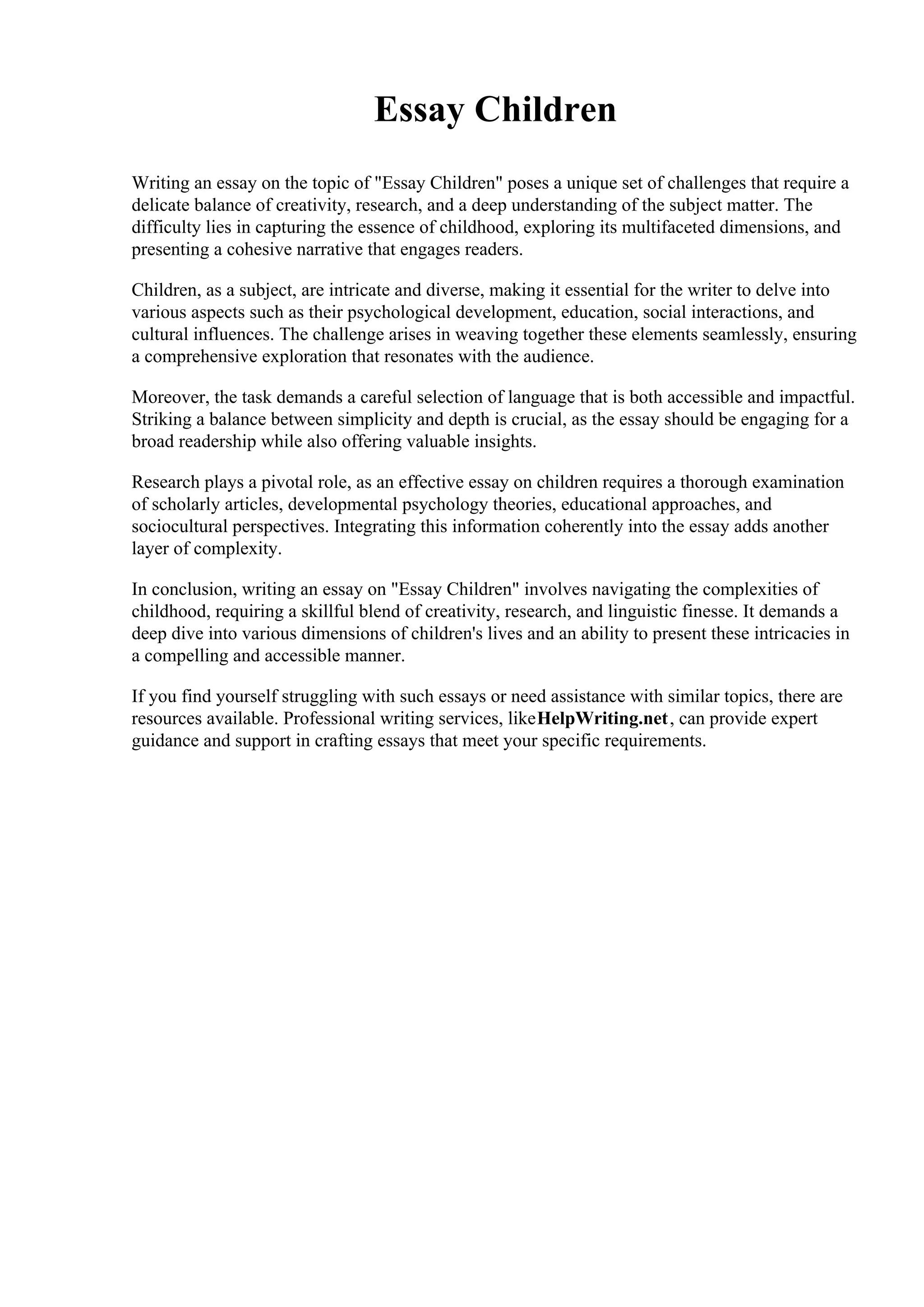 Early Childhood Education Essay Topics