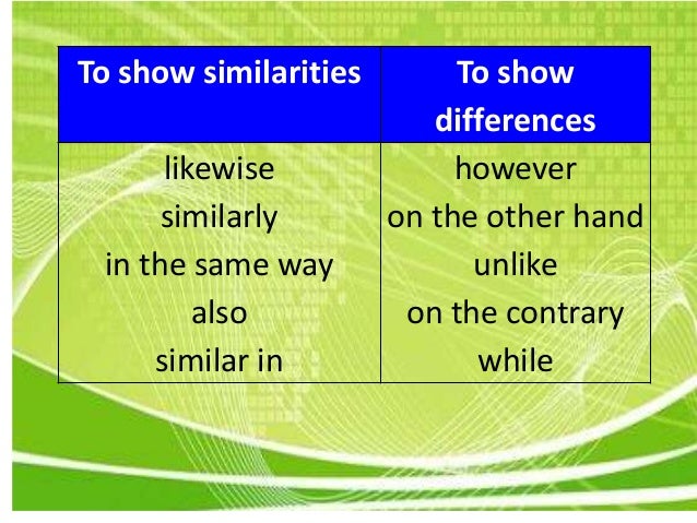 Essay on comparison and contrast topic