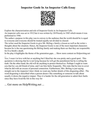 1912 Inpecter Essay For Form 2 | PDF
