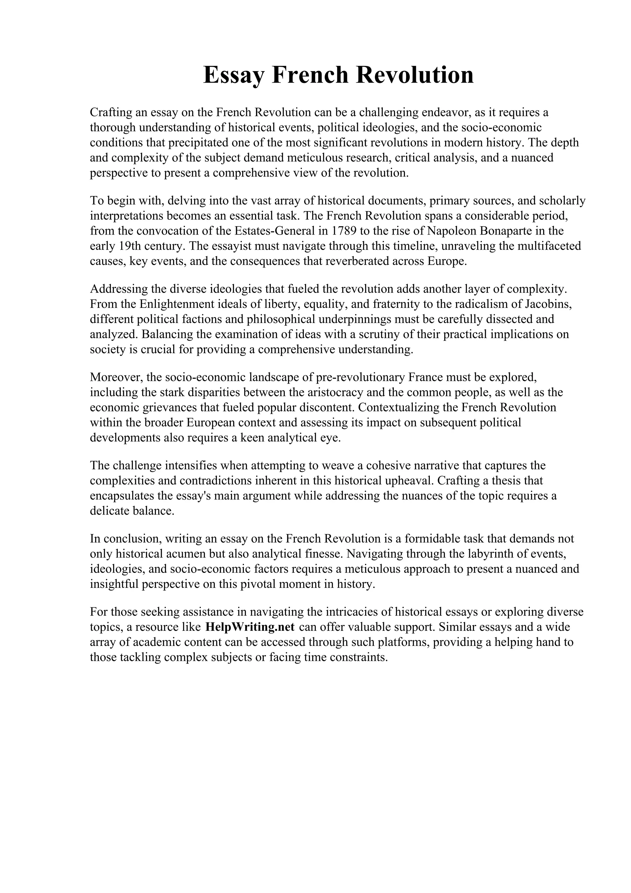 Essay French Revolution. Essay on french revolution causes PDF