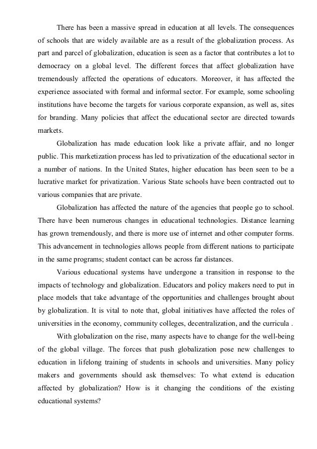 Globalization impact on culture essay