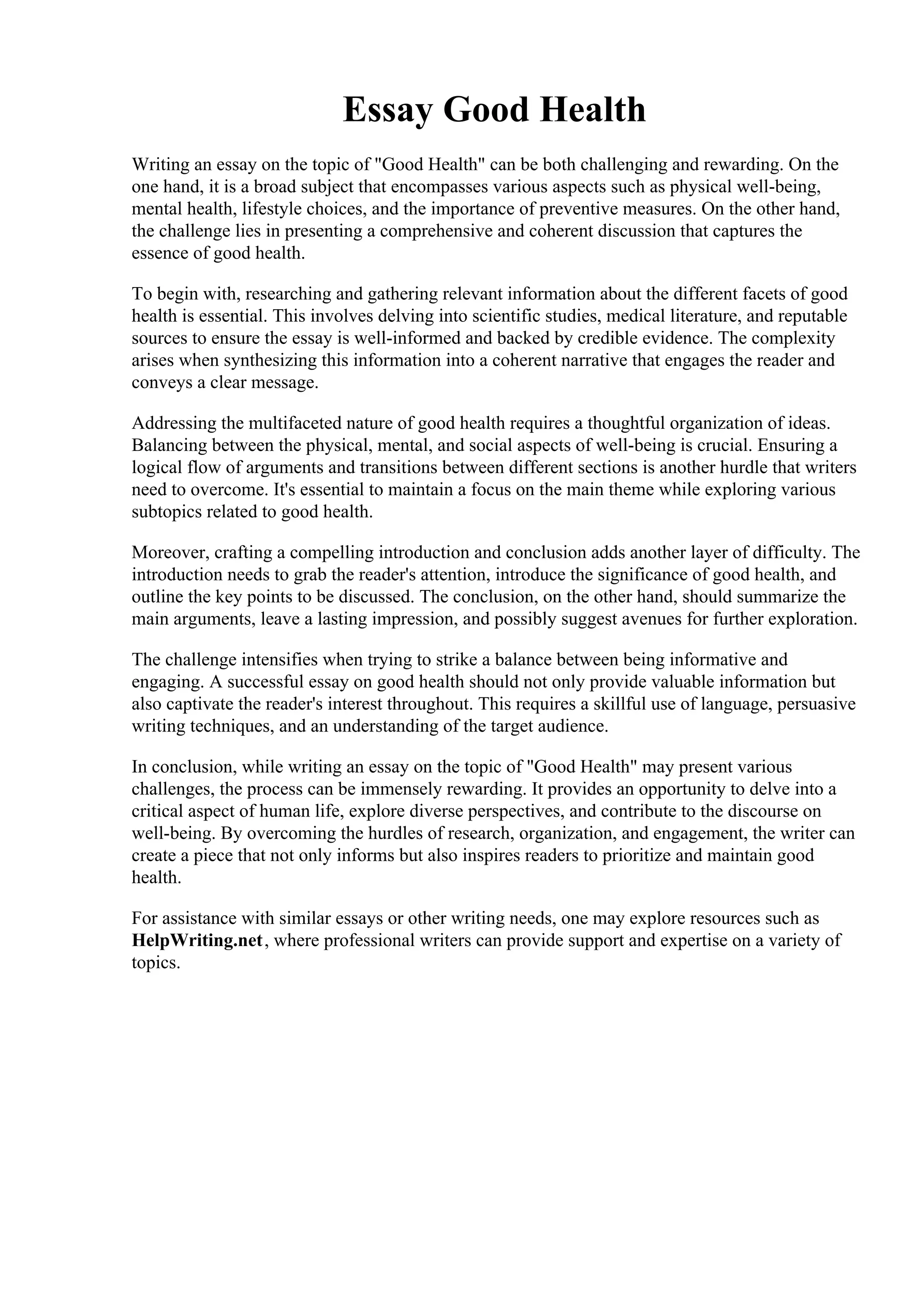 Essay Good Health | PDF | Geology | Science