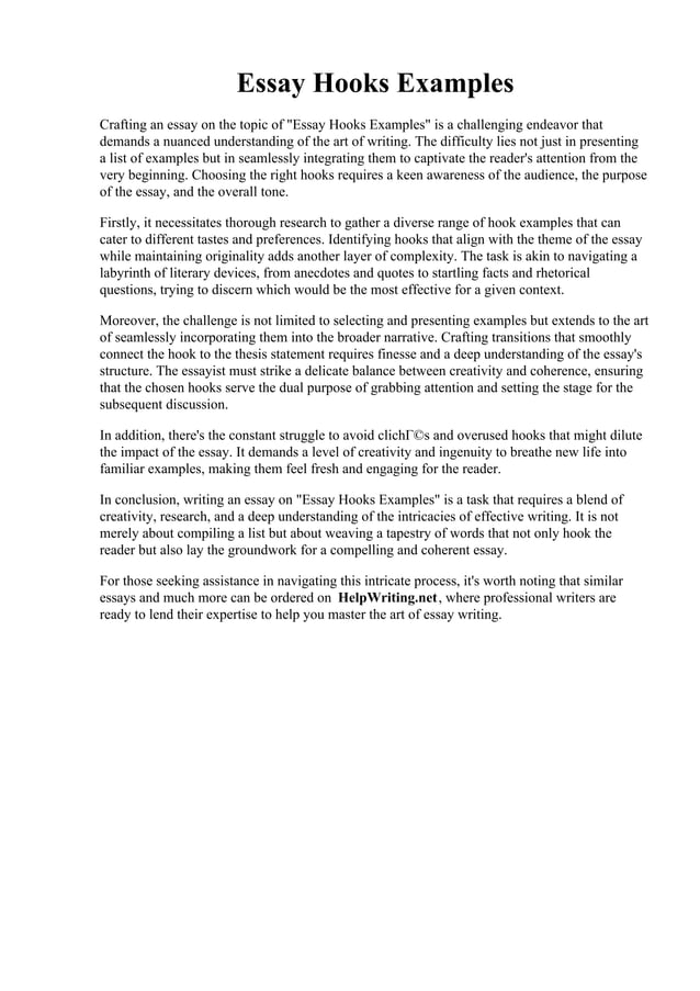 Essay Hooks Examples | PDF