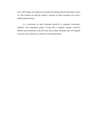 Essay ideal roommate