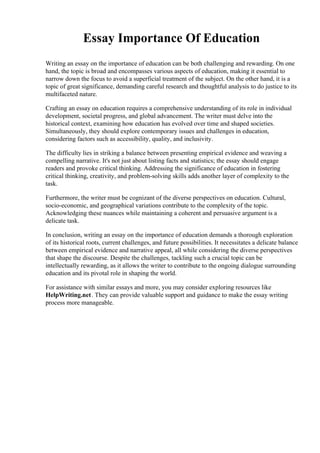 WRITE AN EXPOSITORY ESSAY ON THE IMPORTANCE OF EDUCATION 250 WORDS visual data 7