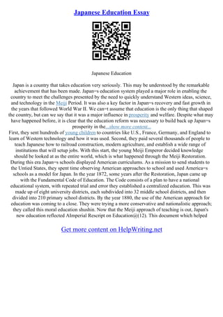 Essay In Japanese | PDF