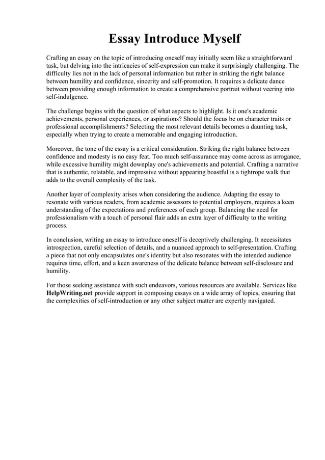Essay Introduce Myself. 006 Essay Example About Myself Introduction ...
