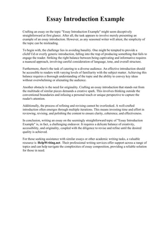 Essay Introduction Example.pdf | Homework and Study | Education