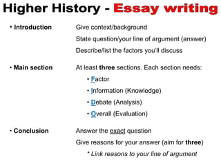 structure of a higher history essay