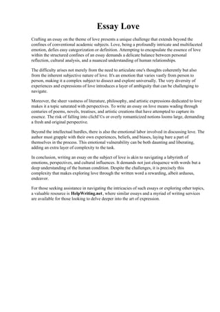 Essay Love. What is Love Essay Example Topics and Well Written Essays ...