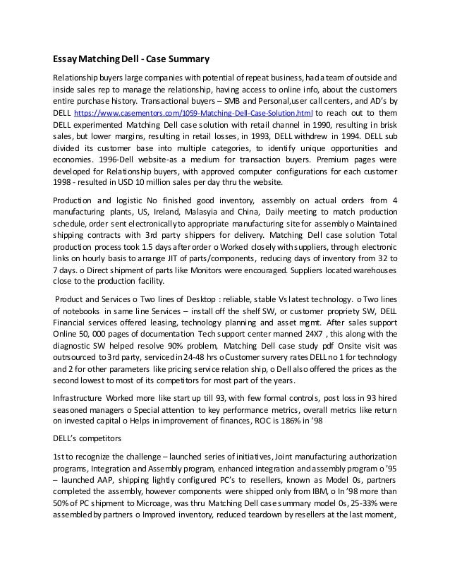 Matching dell case analysis essay example 08 picture
