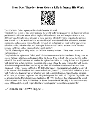 Geisel From Underneath Essay My Family Example | PDF