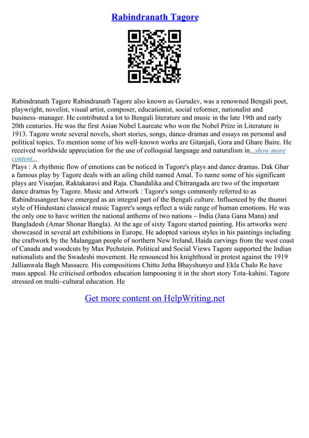 Essay Of Rabindranath Tagore PDF