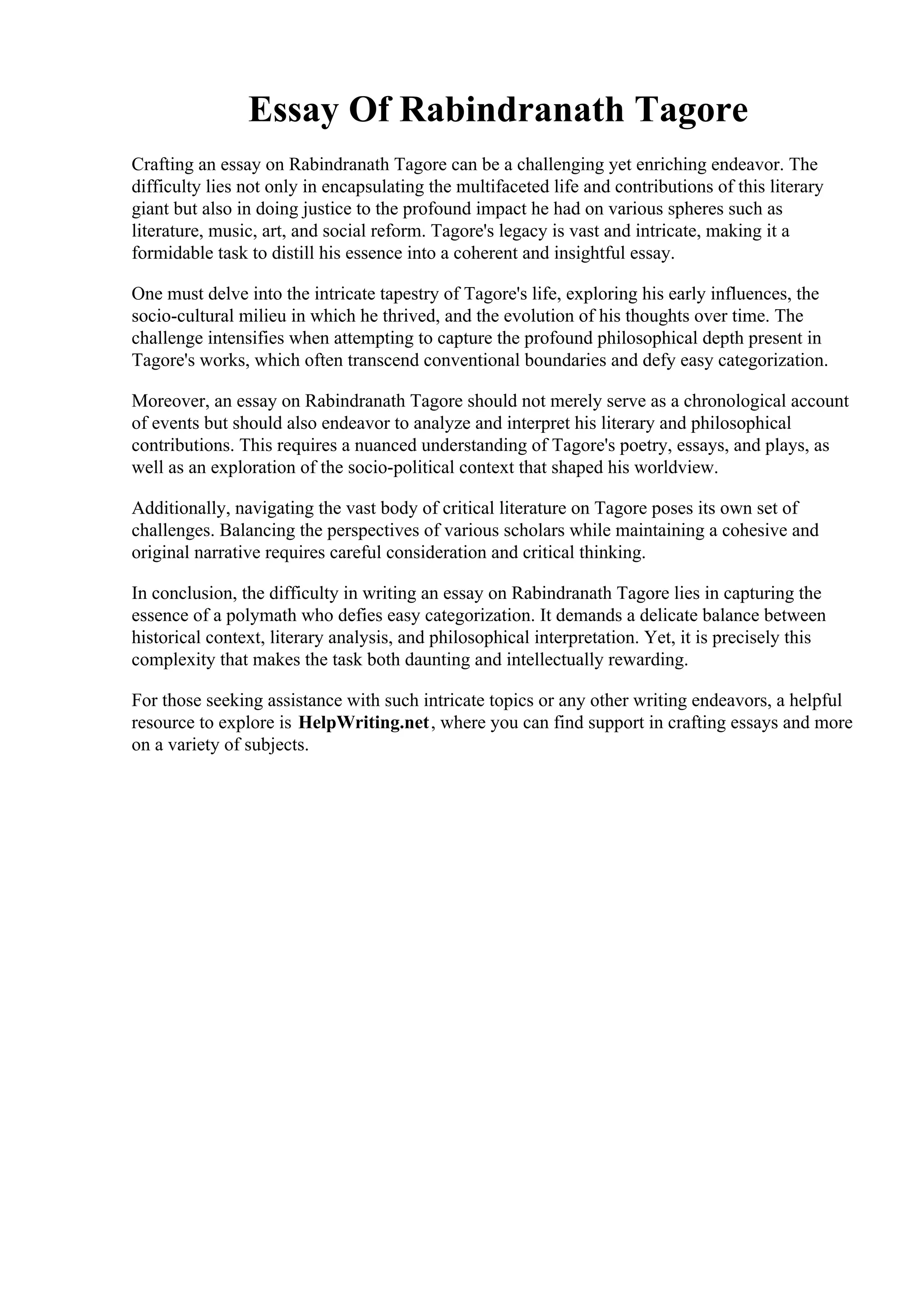 Essay Of Rabindranath Tagore PDF