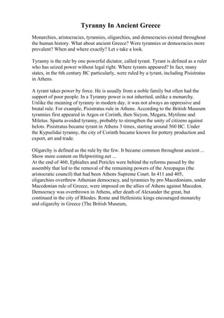Tyrant Ruler Examples Essay Of The Crucible | PDF