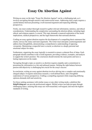 Essay On Abortion Against | PDF