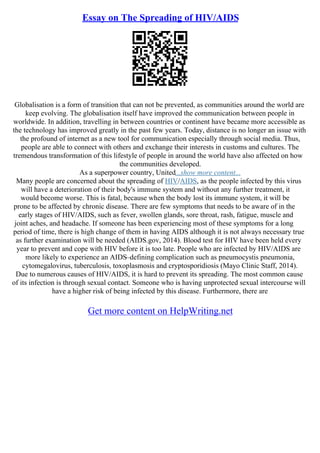 Essay On Aids | PDF