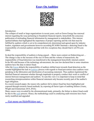 Essay On Auditing Pdf