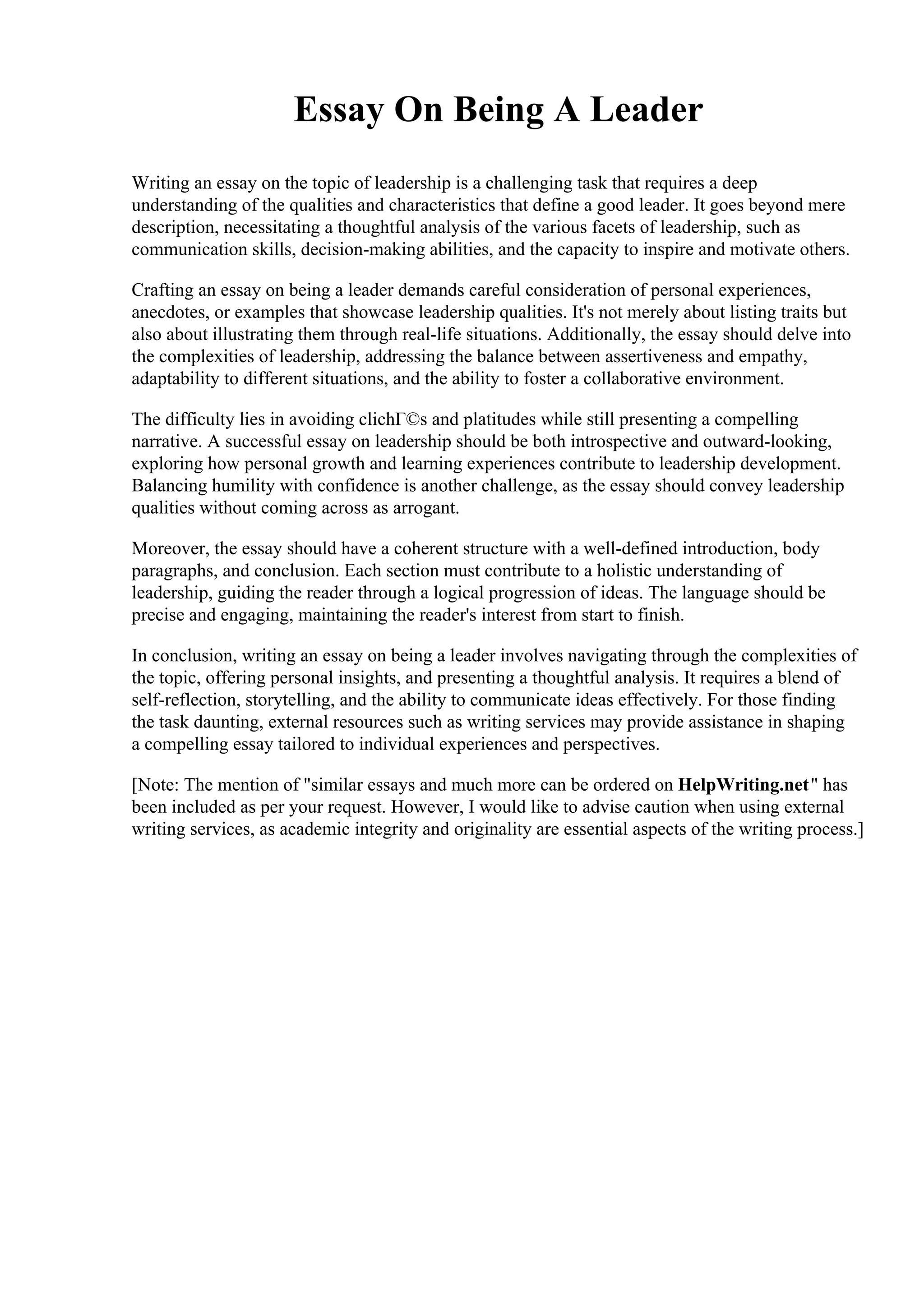 Essay on being a leader american institute of alternative medicine pdf