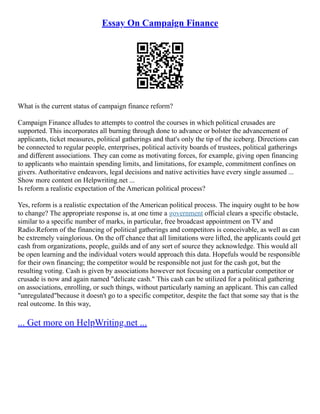 Essay On Campaign Finance | PDF