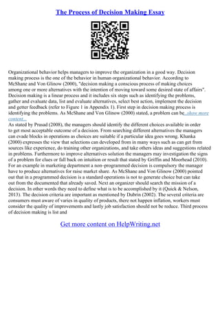 Essay On Decision Making | PDF