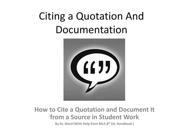 Citing a Quotation and Documentation-2 | PPT
