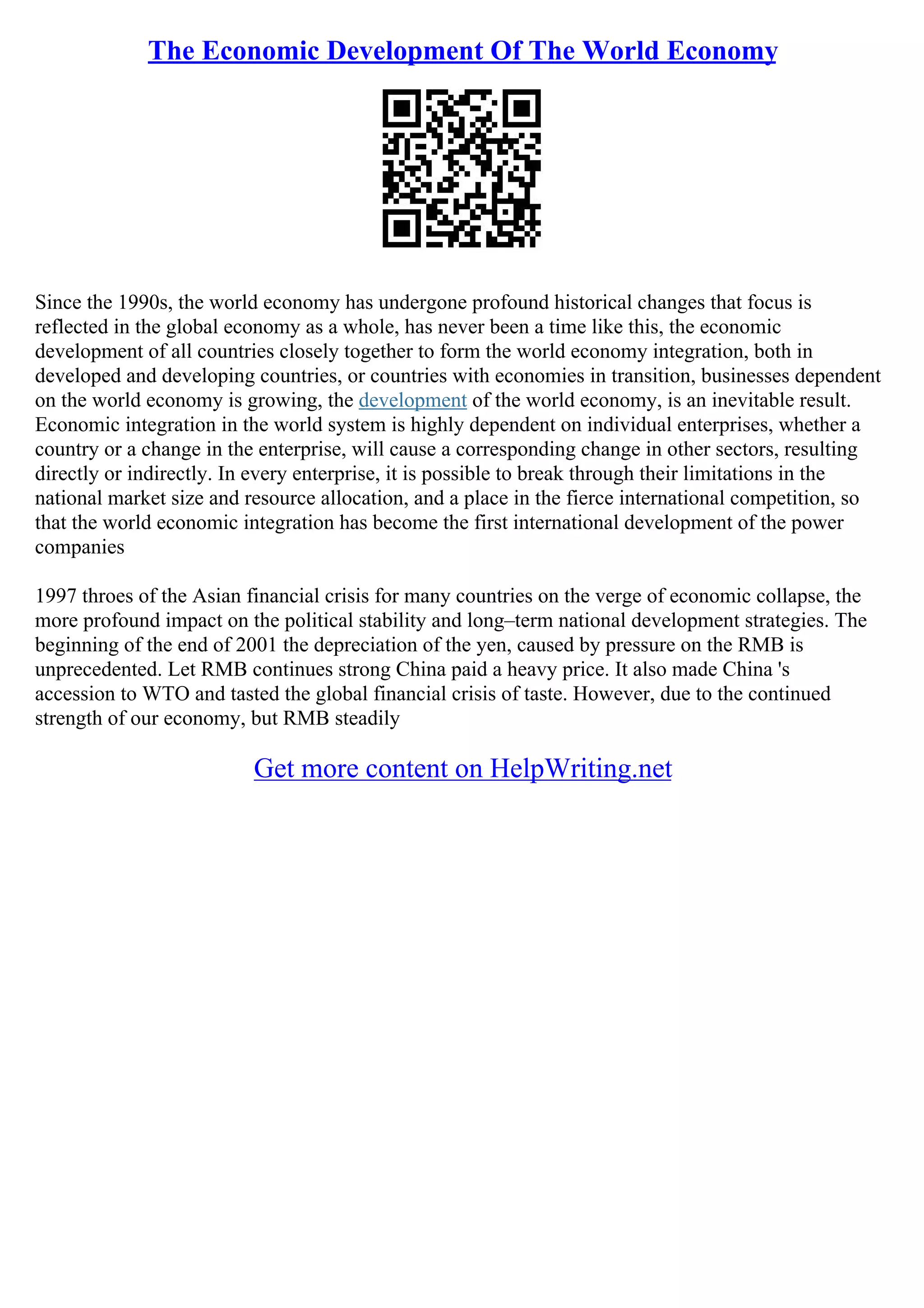 Essay On Economic Development | PDF | Environment | Science