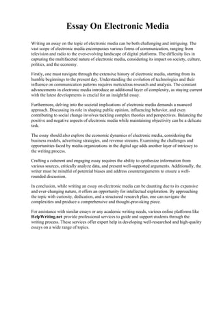 Essay On Electronic Media | PDF