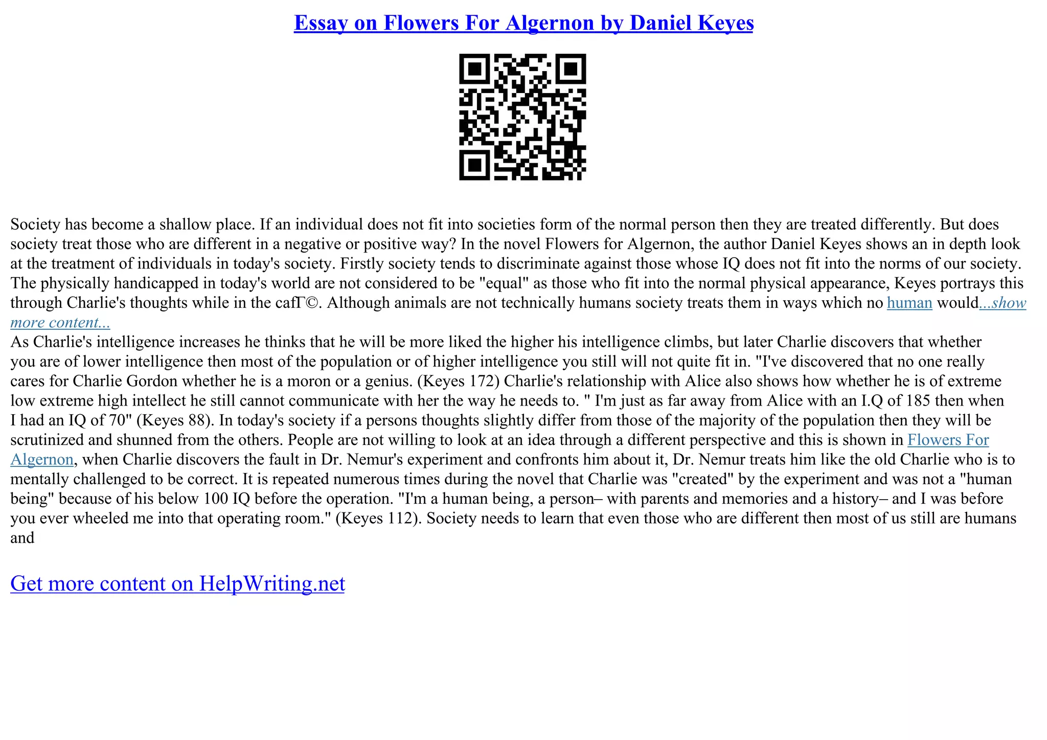 essay-on-flowers-for-algernon-by-daniel-keyes-ppt
