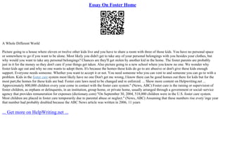 Essay On Foster Home | PPT