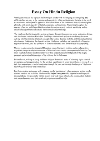 Essay On Hindu Religion PDF