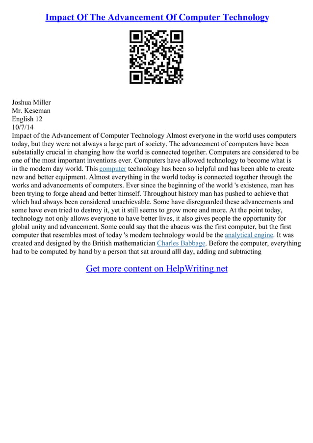 Essay On Invention Of Computer | PDF | Internet for Beginners | Internet