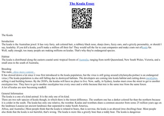 Essay On Koala | PDF