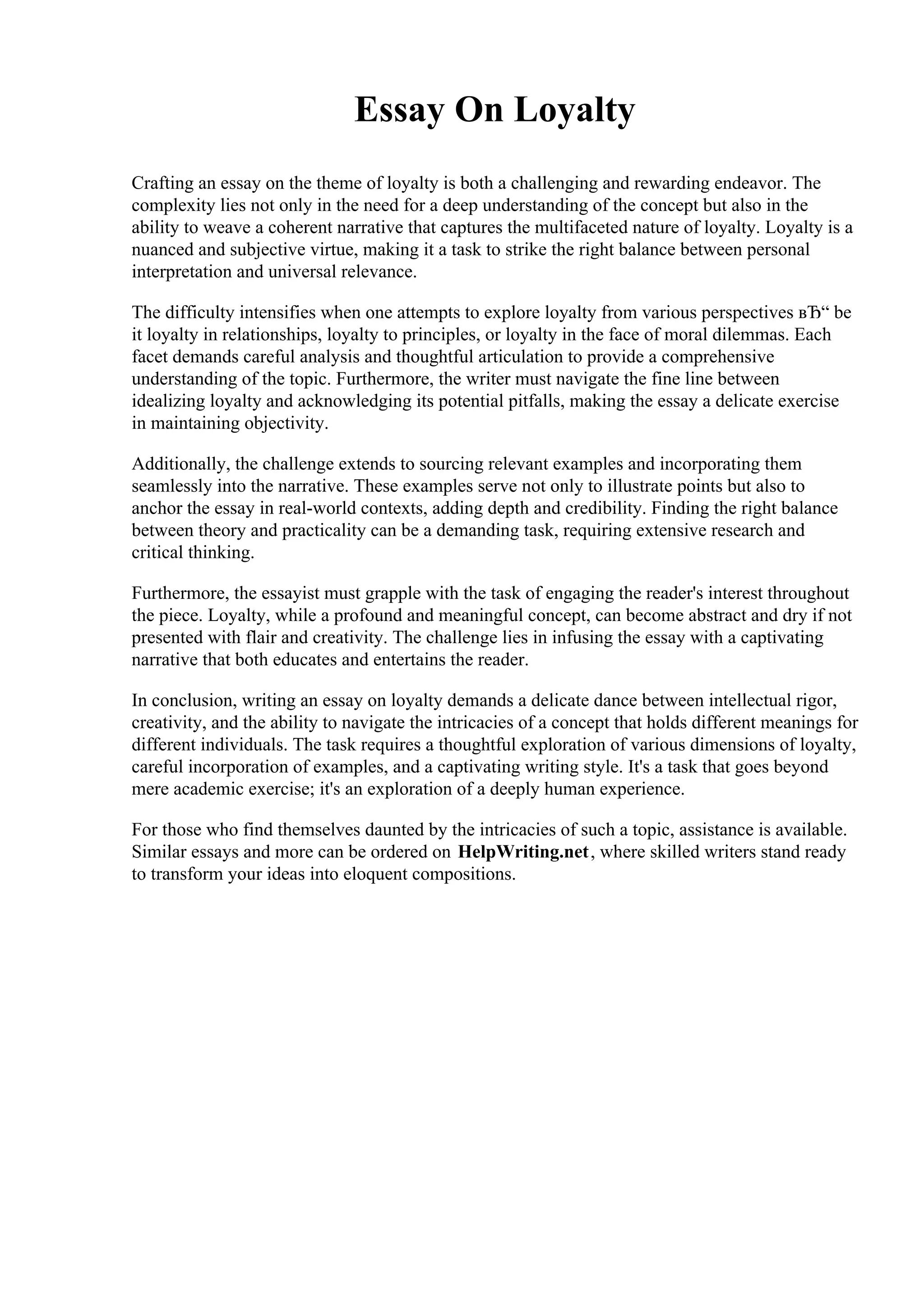 Essay On Loyalty.pdf