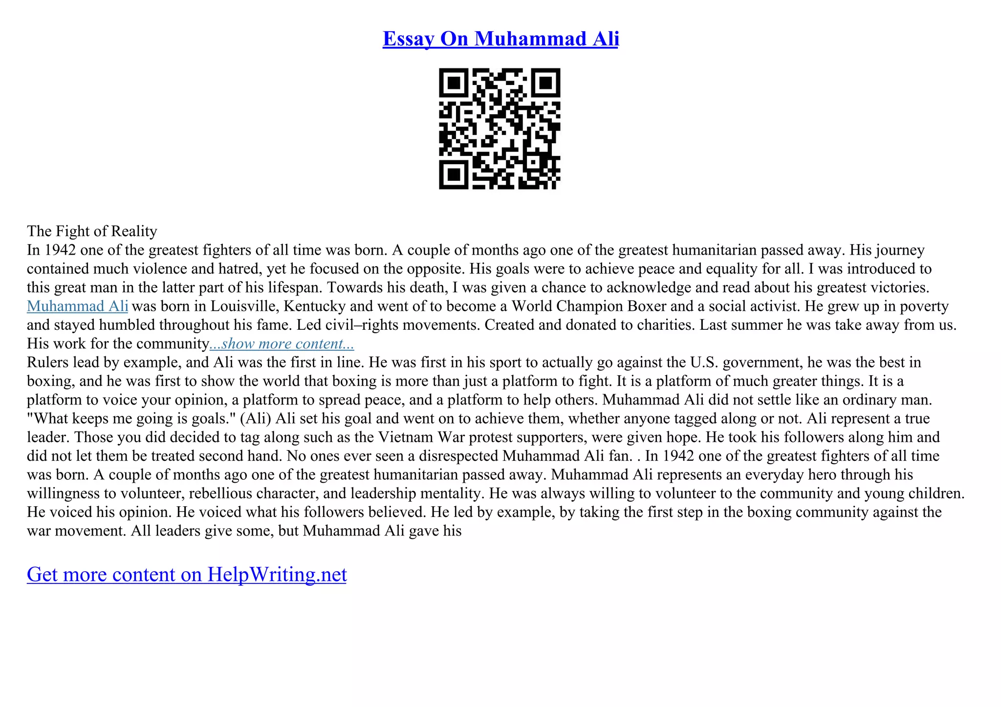 Essay On Muhammad Ali | PPT