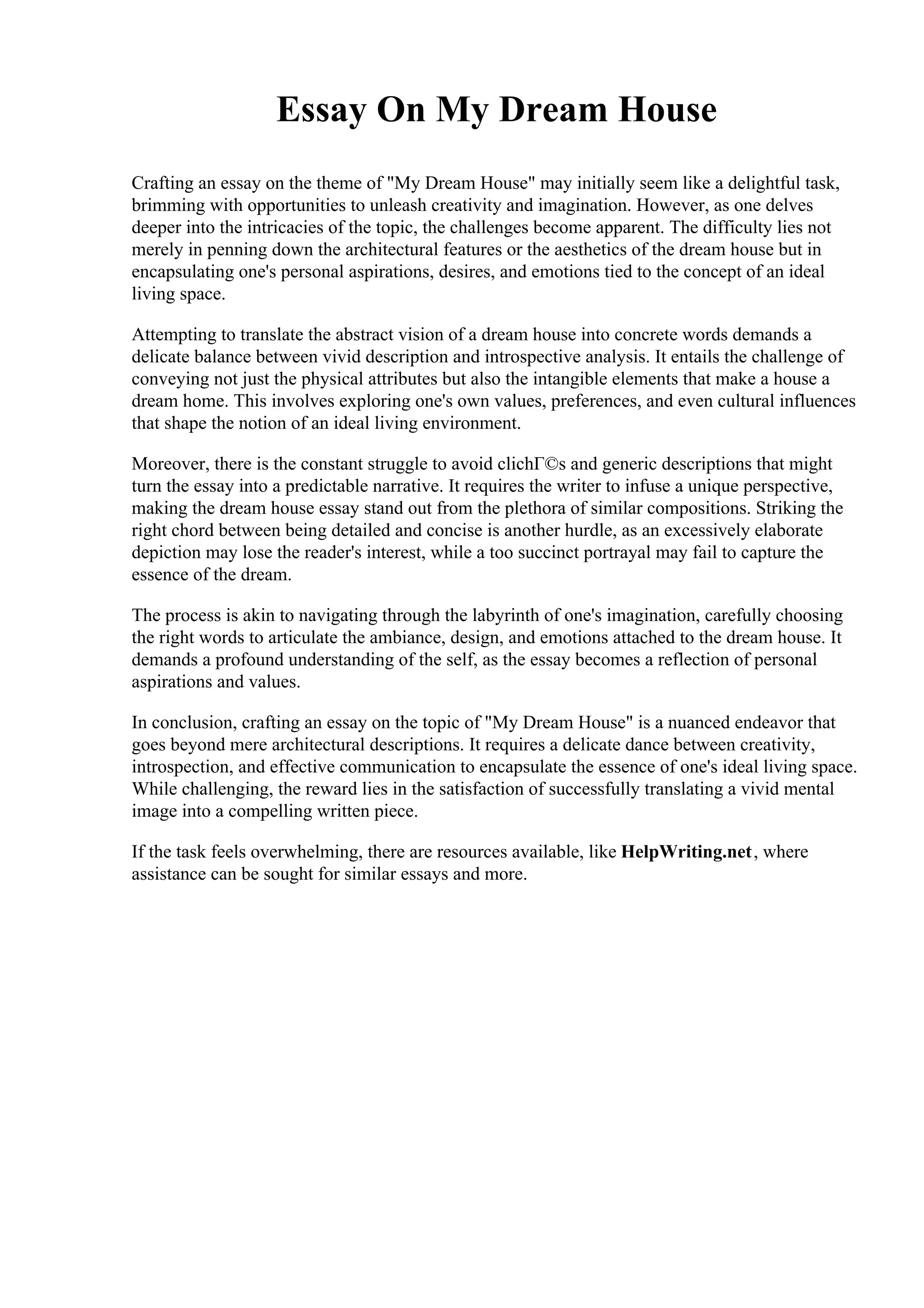 Essay On My Dream House Pdf