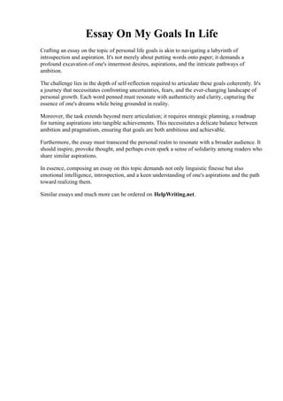 Essay On My Goals In Life | PDF