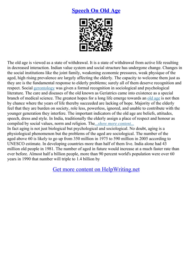 Essay On Old Age Homes PDF