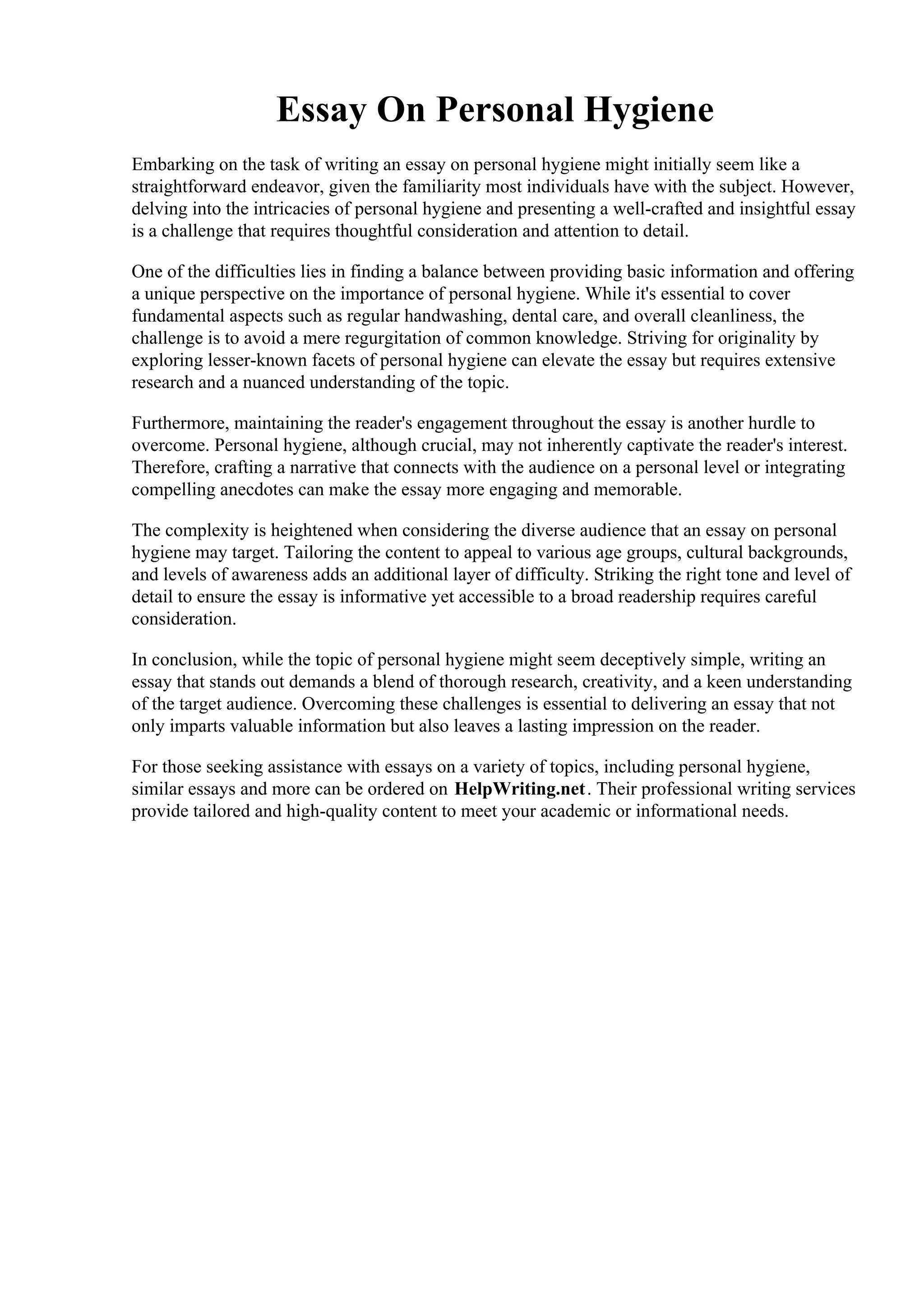 Essay On Personal Hygiene.pdf