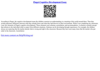 Essay about piaget's theory of cognitive development sale