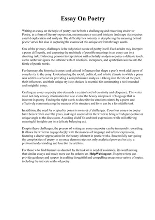 Essay On Poetry Oklahoma Wesleyan University PDF