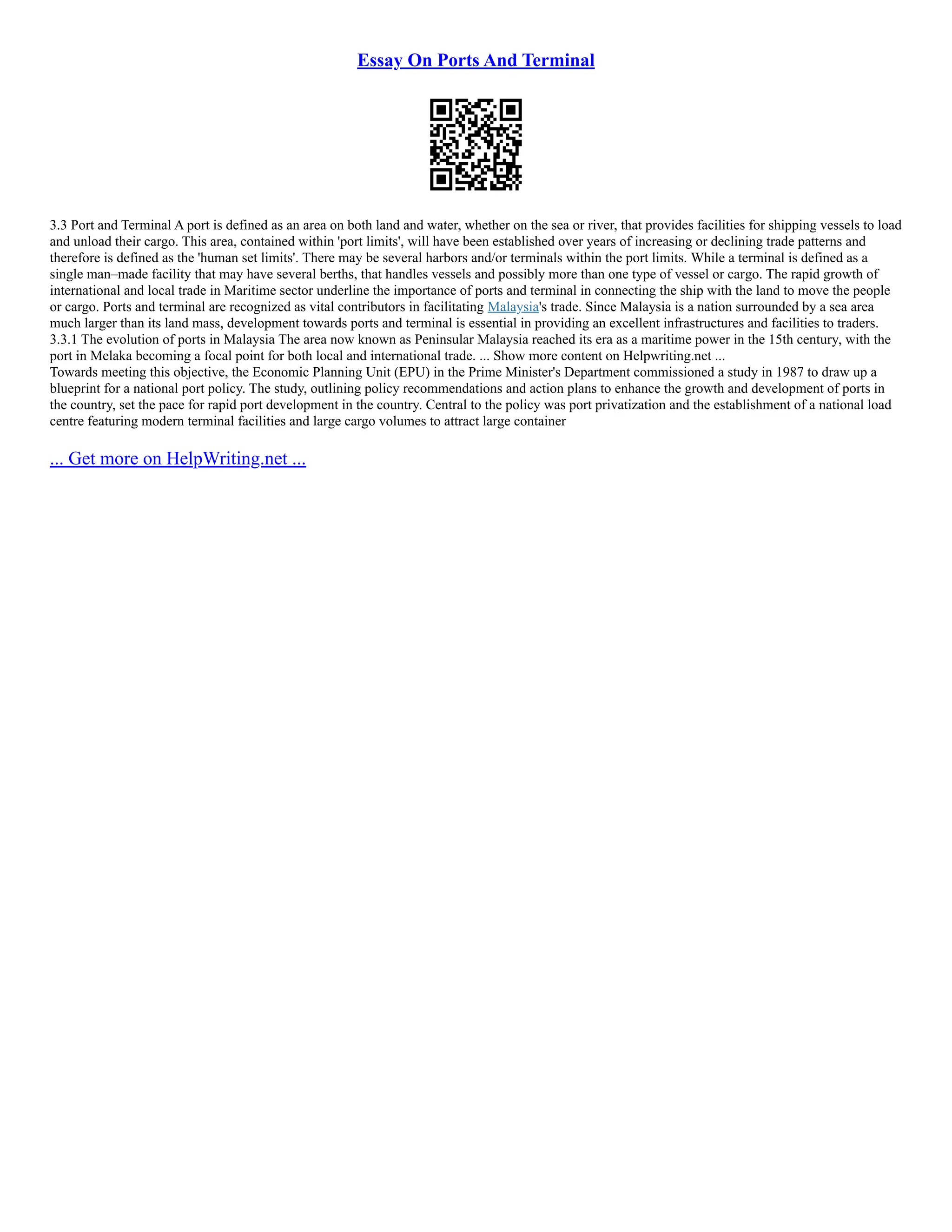 Essay On Ports And Terminal | PDF