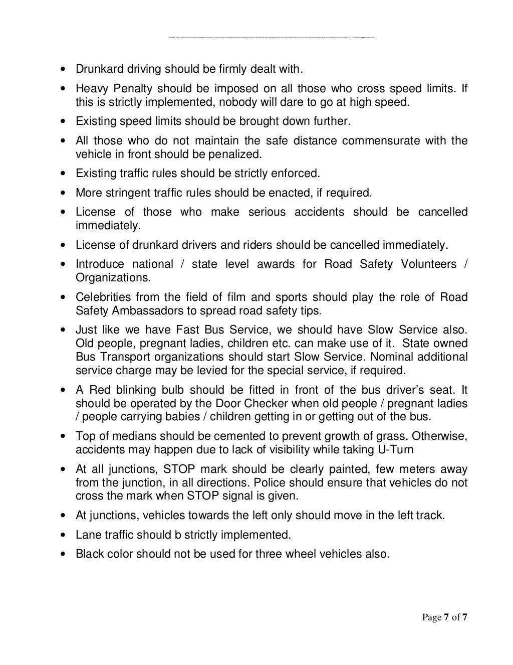 essay on road safety