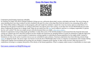 Essay On Supersize Me | PPT