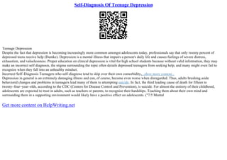 Essay On Teen Depression | PPT