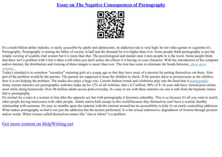 Essay On The Negative Consequences Of Pornography | PPT