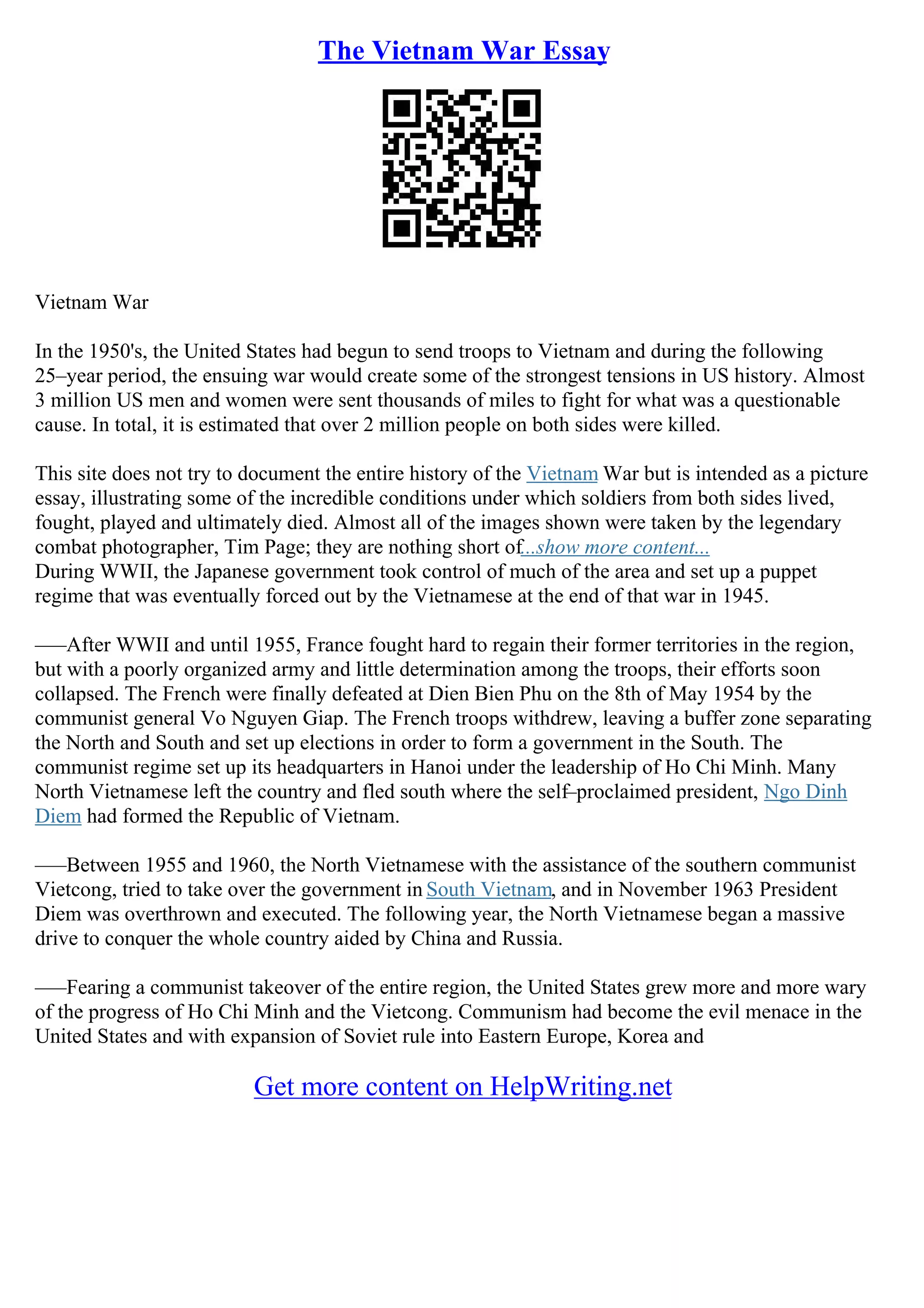 Essay On The Vietnam War PDF