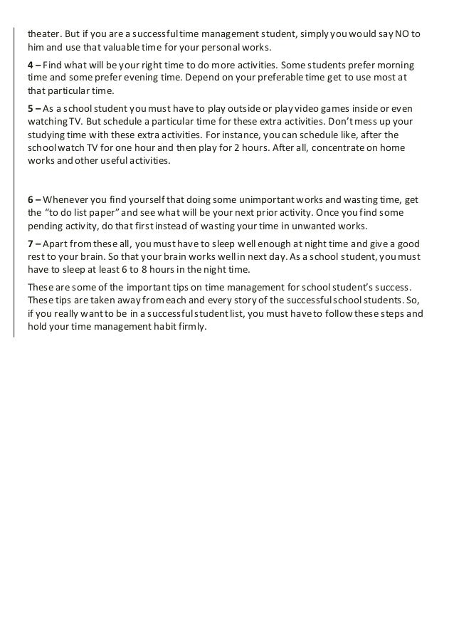 essay on time management for class 6