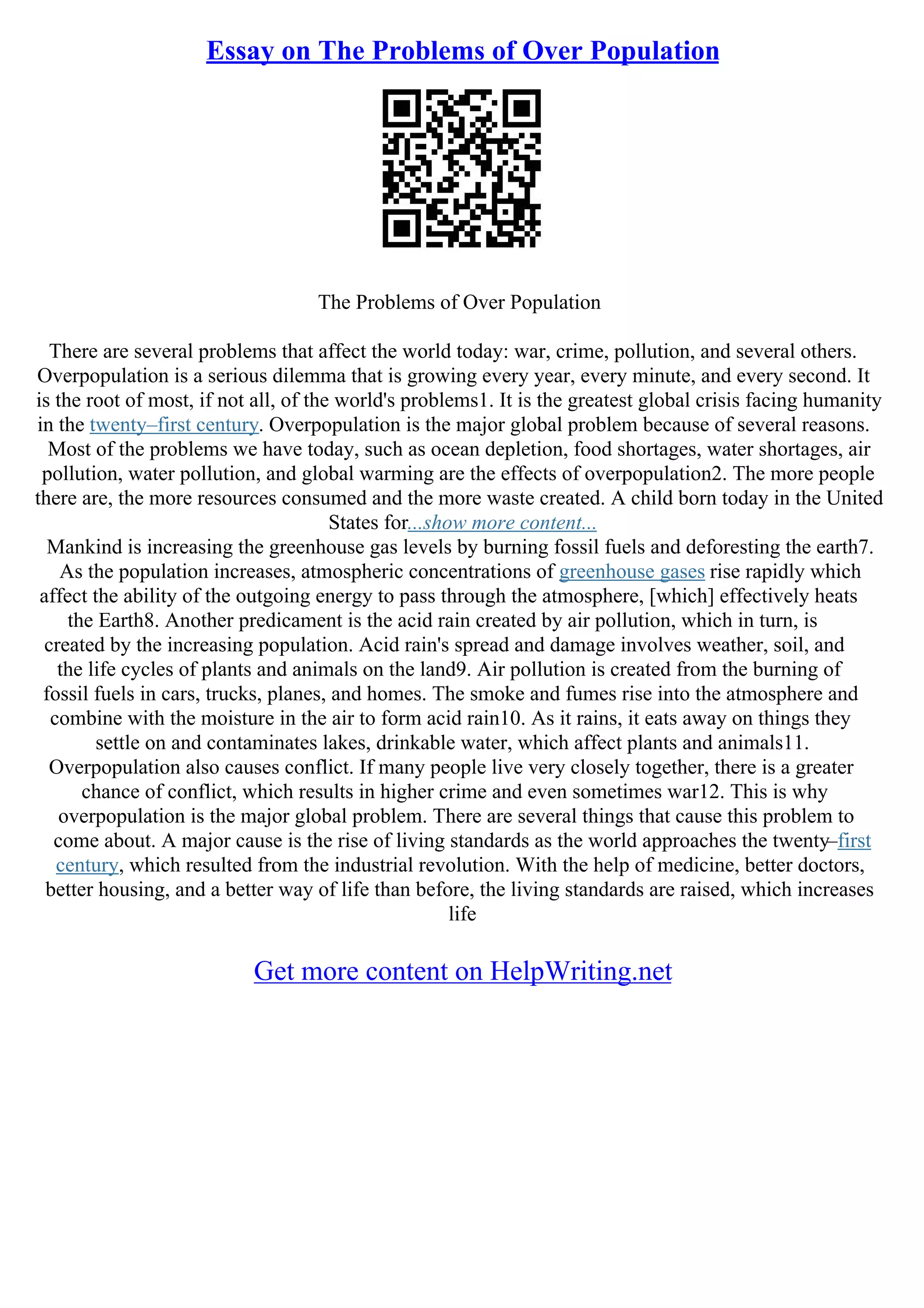 Essay On World Population | PDF